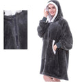 sweat femme oversize à capuche coupe enveloppante Gris à fermeture éclair