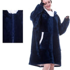 sweat femme oversize à capuche coupe enveloppante Bleu à fermeture éclair
