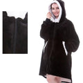 sweat femme oversize à capuche coupe enveloppante Noir à fermeture éclair