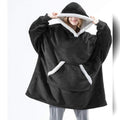 sweat femme oversize à capuche coupe enveloppante Noir avec poches