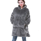 sweat femme oversize à capuche coupe enveloppante gris