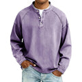sweat homme col mao boutonné manches longues en violet