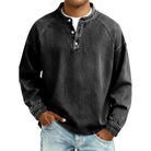 sweat homme col mao boutonné manches longues en noir