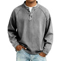 sweat homme col mao boutonné manches longues en gris