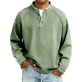 sweat homme col mao boutonné manches longues en vert