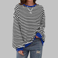 sweat oversize femme rayures rétro en noir