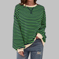 sweat oversize femme rayures rétro en vert