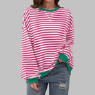 sweat oversize femme rayures rétro en rose vif