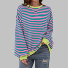 sweat oversize femme rayures rétro en rose