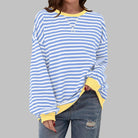 sweat oversize femme rayures rétro en bleu ciel