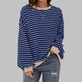 sweat oversize femme rayures rétro en bleu
