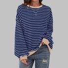 sweat oversize femme rayures rétro en bleu