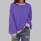 sweat oversize femme rayures rétro en violet