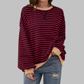 sweat oversize femme rayures rétro en bordeaux