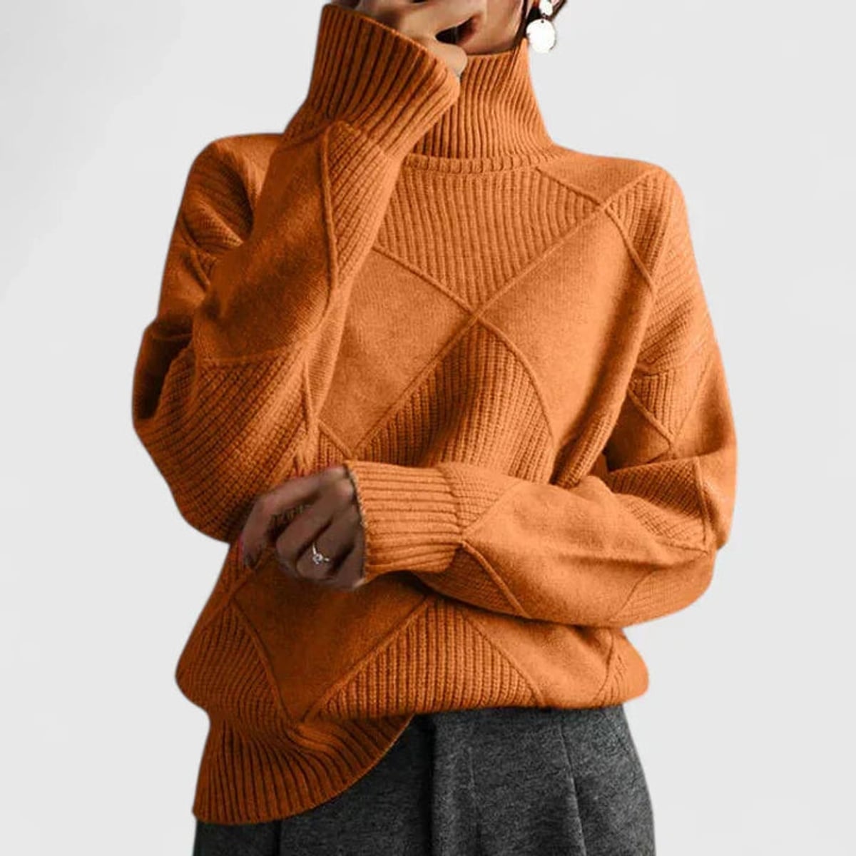 sweatshirt femme col montant oversize en orange