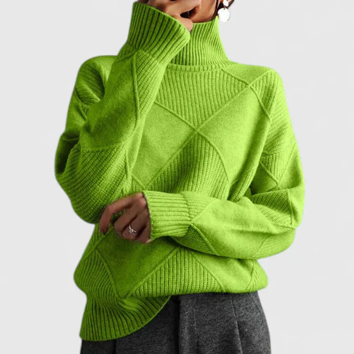 sweatshirt femme col montant oversize en vert