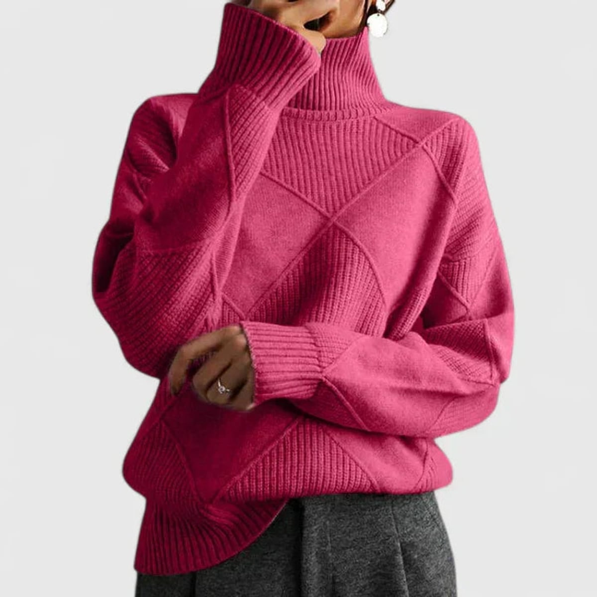 sweatshirt femme col montant oversize en rose