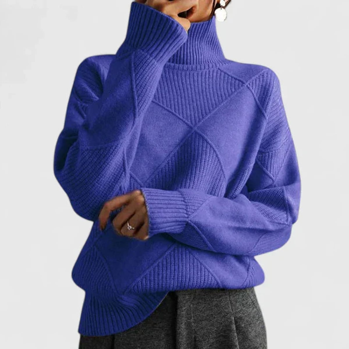 sweatshirt femme col montant oversize en bleu