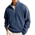 sweatshirt homme col zippé coupe décontractée en bleu marine