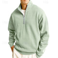 sweatshirt homme col zippé coupe décontractée en vert clair