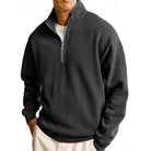 sweatshirt homme col zippé coupe décontractée en noir