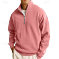 sweatshirt homme col zippé coupe décontractée en rose