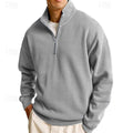 sweatshirt homme col zippé coupe décontractée en gris