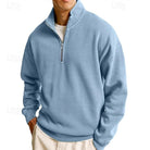 sweatshirt homme col zippé coupe décontractée en bleu