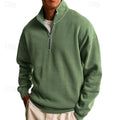 sweatshirt homme col zippé coupe décontractée en vert