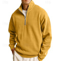 sweatshirt homme col zippé coupe décontractée en jaune