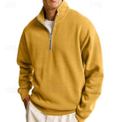 sweatshirt homme col zippé coupe décontractée en jaune