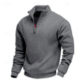 sweatshirt homme col zippé coupe droite en gris foncé