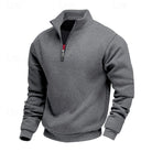 sweatshirt homme col zippé coupe droite en gris foncé