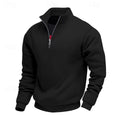 sweatshirt homme col zippé coupe droite en noir