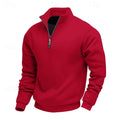 sweatshirt homme col zippé coupe droite en rouge