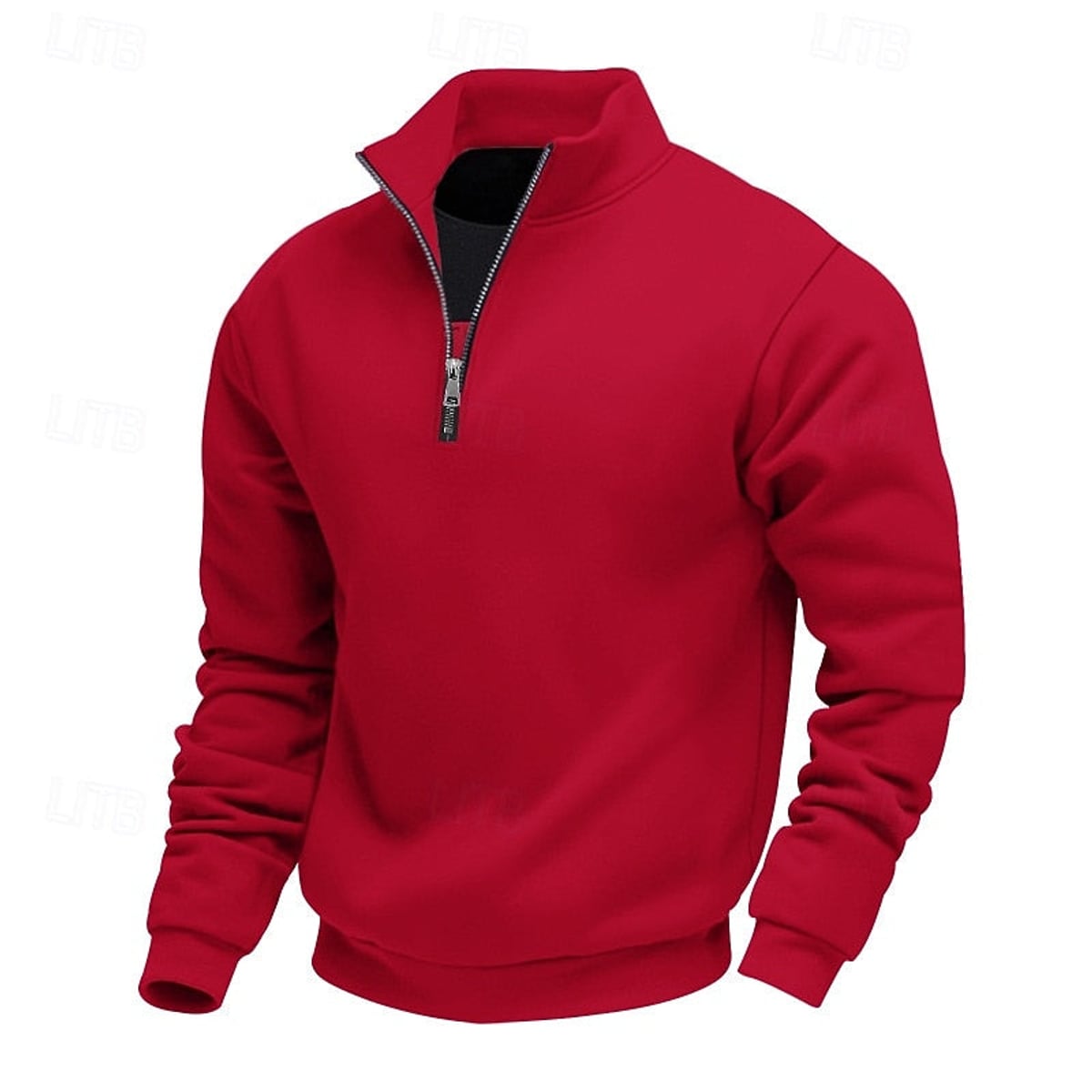 sweatshirt homme col zippé coupe droite en rouge