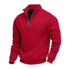 sweatshirt homme col zippé coupe droite en rouge