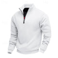 sweatshirt homme col zippé coupe droite en blanc