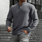 sweatshirt homme col zippé texturé