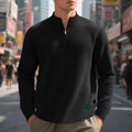 sweatshirt homme col zippé texturé en noir