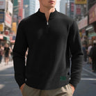 sweatshirt homme col zippé texturé en noir