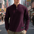 sweatshirt homme col zippé texturé en bordeaux