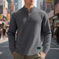 sweatshirt homme col zippé texturé en gris foncé