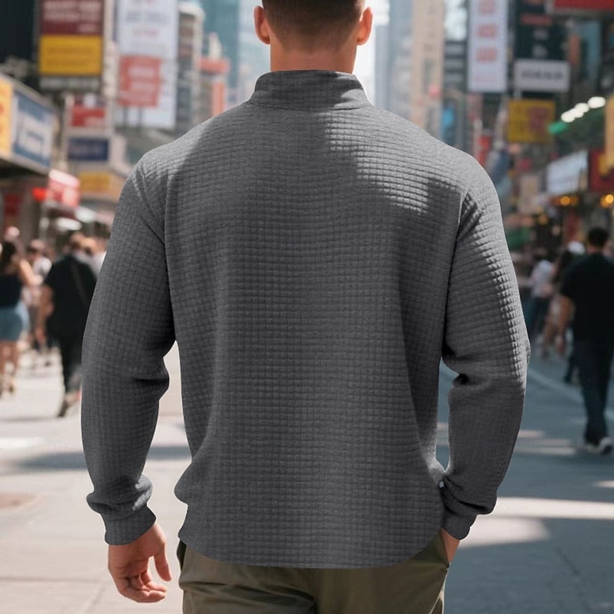 sweatshirt homme col zippé texturé