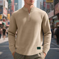 sweatshirt homme col zippé texturé en kaki