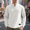 sweatshirt homme col zippé texturé en blanc