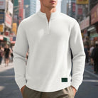 sweatshirt homme col zippé texturé en blanc