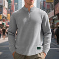 sweatshirt homme col zippé texturé en gris clair