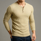 t-shirt homme manches longues col henley en beige