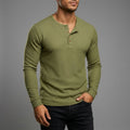 t-shirt homme manches longues col henley en vert